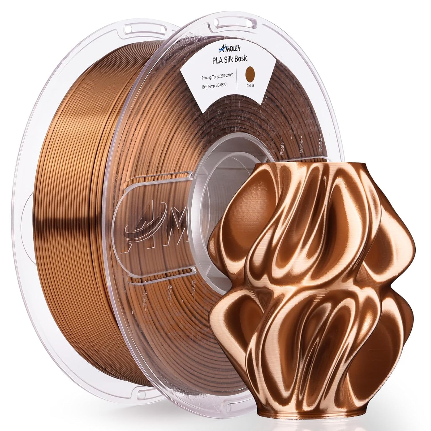 Silk PLA Filament 1.75mm , Shiny Coffee Gold Filament for 3D Printing, 1kg(2.2lbs) Spool, Compatible with Most FDM Printer(Silk Coffee Gold)