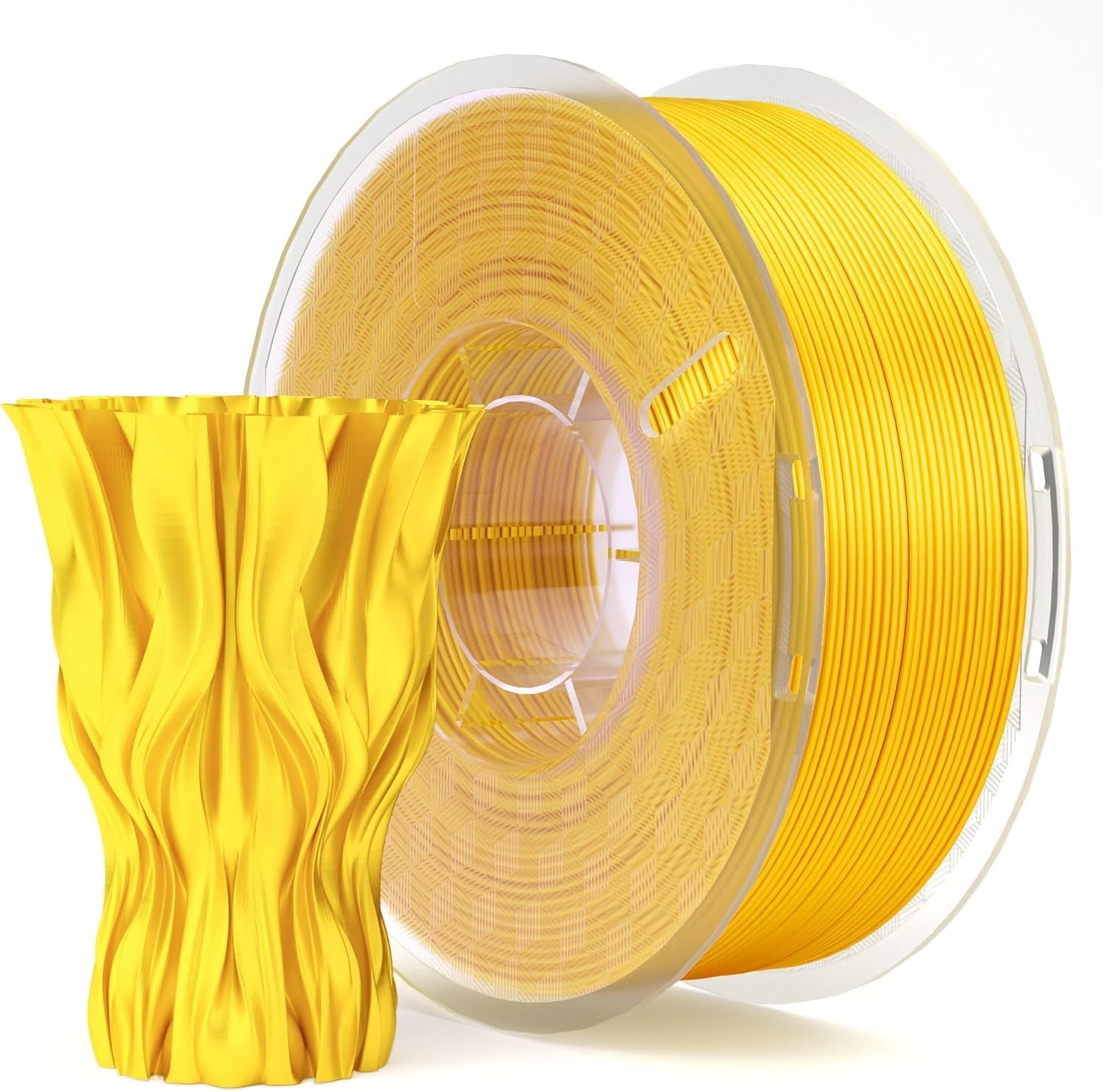 Silk PLA Filament 1.75mm Shiny Gold 1KG, 3D Printer Filament Dimensional Accuracy +/- 0.02mm, 1kg Plastic Spool(2.2lbs) 3D Printing Filament Fits for Most FDM 3D Printers