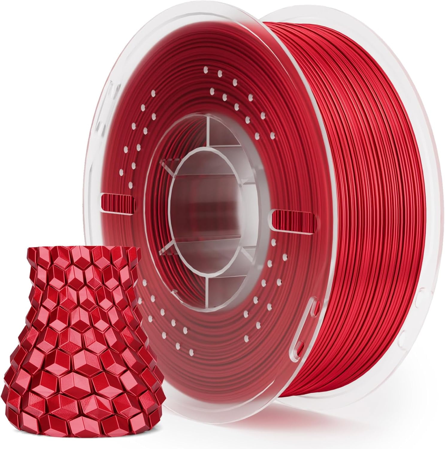 Silk PLA Filament 1.75mm True Red 1KG, 3D Printer Filament Dimensional Accuracy +/- 0.02mm, 1kg Plastic Spool(2.2lbs) 3D Printing Filament Fits for Most FDM 3D Printers