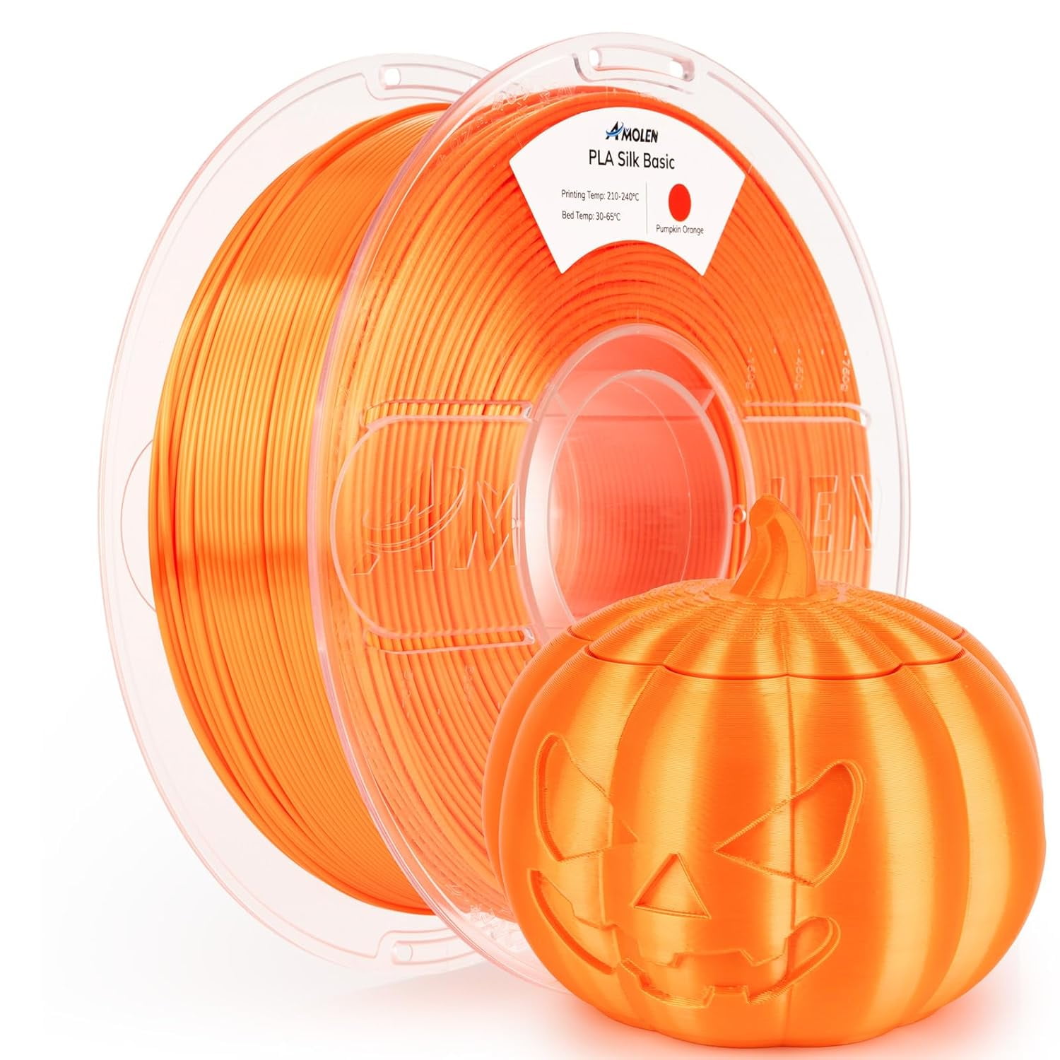 Silk PLA Filament Orange, 1.75mm Pla Filament +/-0.02mm 3D Printer Filament for 3D Printing 1kg(2.2lbs) Spool Compatible with Most FDM Printer