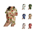 thumbnail image 1 of Silk Pajama Set – Women’s Sexy Bridal Sleepwear Women's Santa Print Short Sleeve Shirt & Shorts Pajama Set Festive Sleepwear Combo, 1 of 7