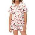 thumbnail image 1 of Silk Pajama Set for Girls Boys Cute Button Down Homewear Set Toddler Girl Sleepwear Boys Size Clothes 10-11 Years, 1 of 3