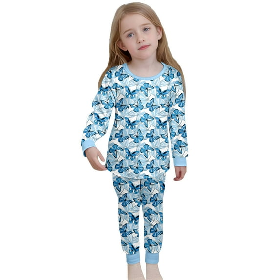 Silk Pajama Set for Girls Girls Printed Button Down Homewear Set Classic Loungewear Girlss Pjs Size 5-6 Years Girls Fashion