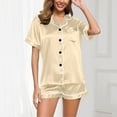 thumbnail image 1 of Silk Pajama for Women 2 Pcs Button Down Pajamas Women Short Sets Loungewear Sets Woman Womens Matching Sets, 1 of 3