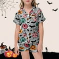 thumbnail image 1 of Silk Pajamas Girls Button Down Tops Set Classic Pajamas Set Halloween prints Christmas Girls Pajamas 12-13 Years, 1 of 4