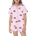 thumbnail image 1 of Silk Pajamas Kids Valentines Day Pajama Short Sleeve Bow Print Button Down Sleepwear Boys Size 4-5 Years Pajamas, 1 of 4