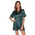 thumbnail image 1 of Short Sleeve Satin Pajama Set for Women - Button Down Sleepwear Top with Shorts Valentine's Gift Pajamas Set 2 Piece Silk Loungewear,S-XXL, 1 of 12