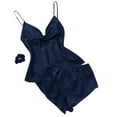 thumbnail image 1 of Silk Pajamas Set for Women Satin Camisole Sleepwear 3 Piece Pjs Cami Top and Shorts Hair Scrunchies Sleep Nightwear Gift, 1 of 5
