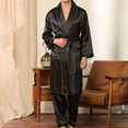 thumbnail image 1 of Silk Pajamas Sets for Men 2 Pack with Pockets and Belt Long Sleeve Robes Pants Sleepwear Suits Mens Solid Satin Homewear Loungewear Set, 1 of 5