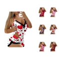 thumbnail image 1 of Silk Pajamas for Women – 2 Piece Lounge Sets & Travel Sleepwear Ladies' Valentine's Day Fashion Casual Sexy Printed Sleeveless Strap Top Shorts Set Two Piece Set, 1 of 5