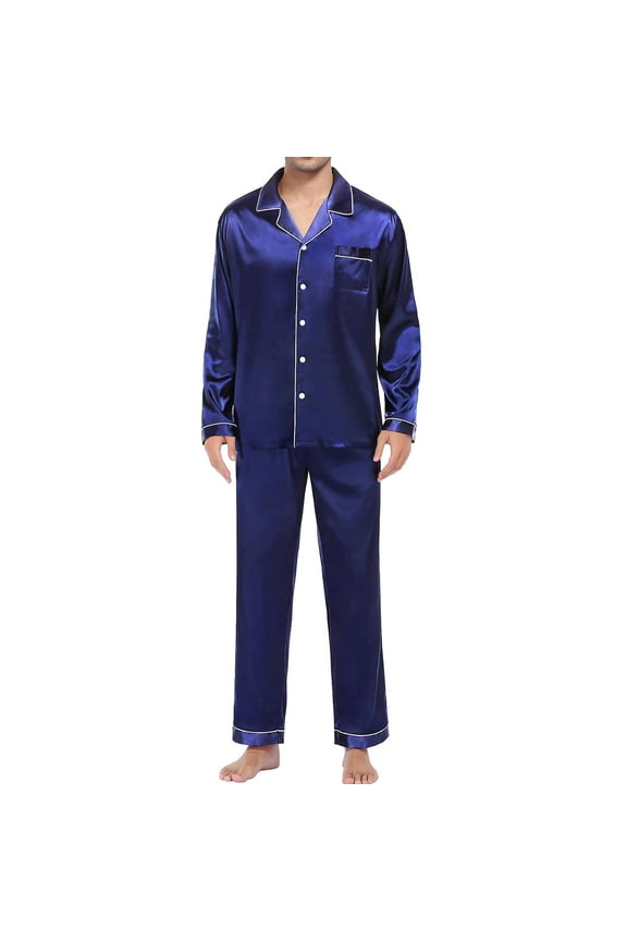 Silk Pajamas For Women Plus Size Men'S Casual Pyjamas Long Sleeve Blouse Button Silk Satin Two Piece Sleepwear Suit Pant Pyjama Nightgowns For Women Satin Lace