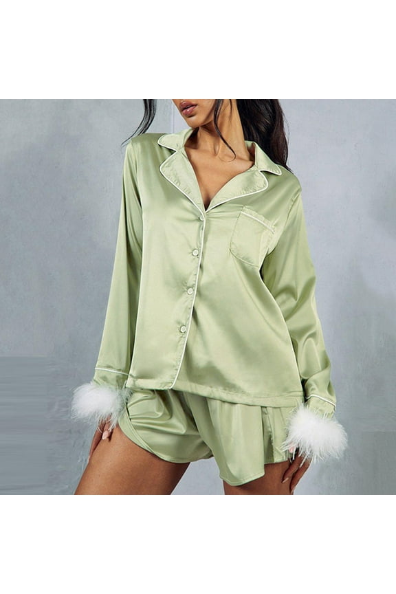 Silk Pajamas Womens Short Sleeve Sleepwear Soft Satin Button Down Loungewear 2 Piece Shorts Set S XXL Satin Pajamas for Women Short Sleeve Flannel Pajamas Women Petite Size Bride Getting Ready Outfit