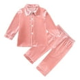 thumbnail image 1 of Silk Pajamas for Girls Coat Style Girls Pajama Set Button Down Tops with Pants Loungewear Sleepwear Pajamas for Girls 5T, 1 of 5