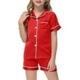 thumbnail image 1 of Silk Pajamas for Girls Coat Style Girls Pajama Set Button Down Tops with Pants Pajamas Sleepwear Outfits Pajamas Girls 4T, 1 of 4