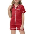thumbnail image 1 of Silk Pajamas for Girls Coat Style Girls' Pajama Sets Button-Up Pjs Sleepwear Outfits Preppy Pajamas for Girls 10-11, 1 of 4