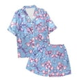 thumbnail image 1 of Silk Pajamas for Girls Set Bow Print Short Sleeved Button Top Loose Valentine's Day Pjs Girls' Sleepwear 2 Piece Satin Pajama Outfits 6-7 Years, 1 of 3