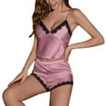 thumbnail image 1 of Silk Pajamas for Women 2 Pcs Cami Top Short Sets for Women Loungewear Sets Woman Matching Set, 1 of 4