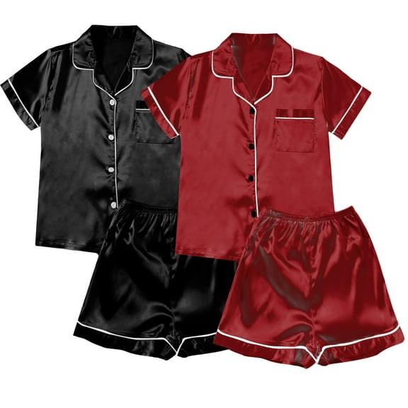 Silk Pajamas for Women 2 Piece Button Down Nightgown Short Sets for Women Lounge Wear for Women Cute Pj Sets Woman