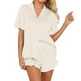 thumbnail image 1 of Silk Pajamas for Women 2 Piece Button Down Womens Short Sets Lounge Sets Womens Pajama Sets, 1 of 3