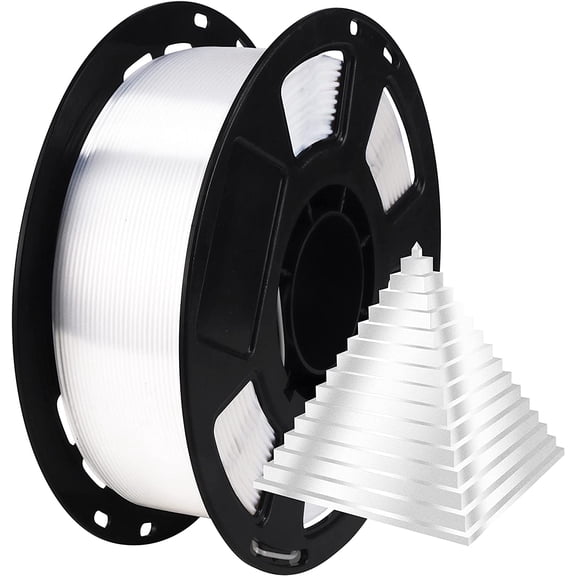 Silk Pearlescent Shiny Pearl White PLA Filament, 1kg 2.2lbs 1.75mm 3D Printing Material, Widely Support for FDM 3D Printer, Pack with Extra Filament Sample by