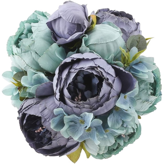 Silk Peony Bouquet Vintage Artificial Peonies Flower for Home Wedding Party Decor (1pcs, White)
