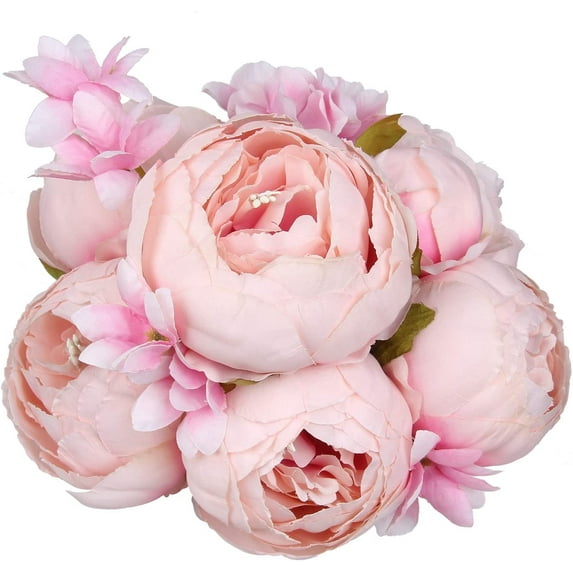 Silk Peony Bouquet Vintage Artificial Peonies Flower for Home Wedding Party Decor (1pcs, White)