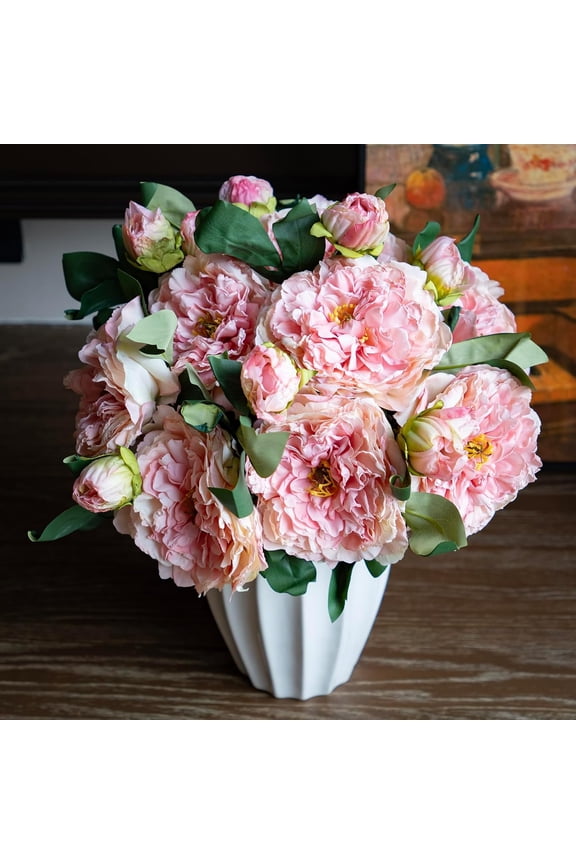 Silk Peony Fake Flowers VintageLarge Long Stem Plants for Decoration Home Decor Living Room Artificial Flowers(Pink 4PCS)