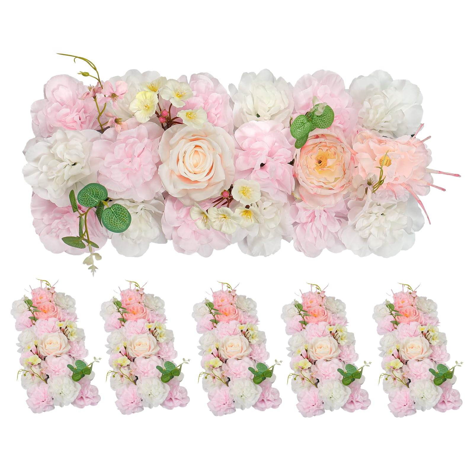 Silk Peony Wedding Arch Flowers Light Pink, 6pcs Faux Floral Swags with ...