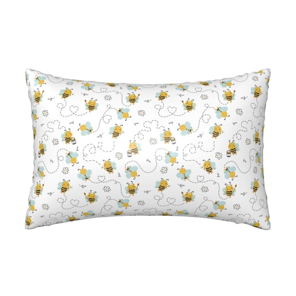 Silk Pillow Case for Hair And Skin Queen - Bee print A Cooling Sleep Throw Pillow Covers Standard Size 20x30in, comfort Satin Pillowcase with Zipper for Women Men