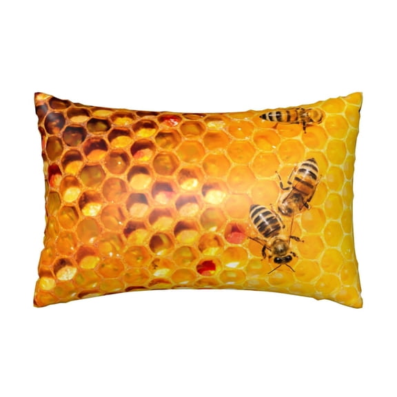 Silk Pillow Case for Hair And Skin Queen - Bees on Hive Honeycomb Cooling Sleep Throw Pillow Covers Standard Size 20x30in, comfort Satin Pillowcase with Zipper for Women Men