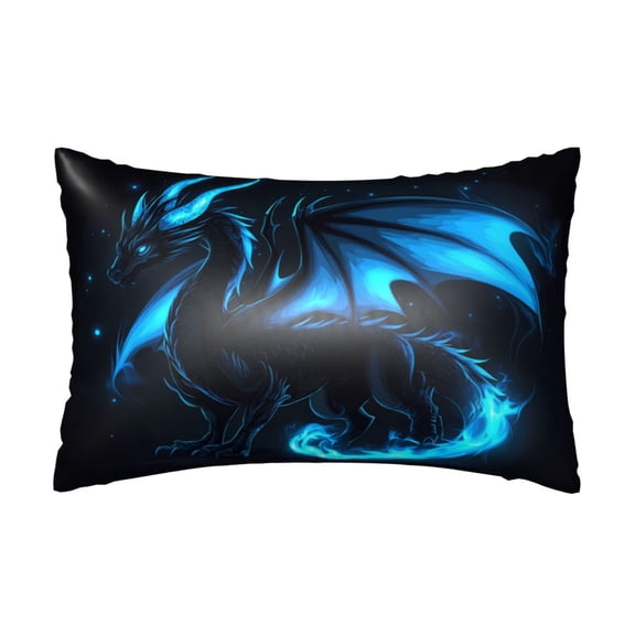 Silk Pillow Case for Hair And Skin Queen - Blue Flame Dragon Aura Cooling Sleep Throw Pillow Covers Standard Size 20x30in, comfort Satin Pillowcase with Zipper for Women Men