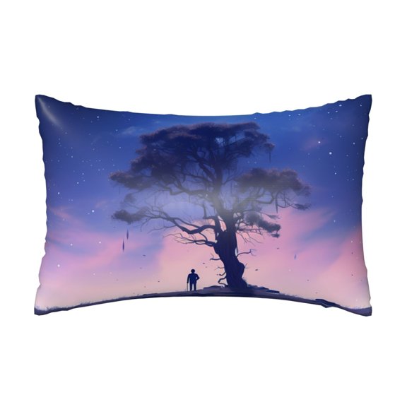 Silk Pillow Case for Hair And Skin Queen - Blue Moon Tree Cooling Sleep Throw Pillow Covers Standard Size 20x30in, comfort Satin Pillowcase with Zipper for Women Men