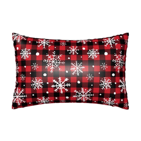 Silk Pillow Case for Hair And Skin Queen - Buffalo Plaid Snowflakes Cooling Sleep Throw Pillow Covers Standard Size 20x30in, comfort Satin Pillowcase with Zipper for Women Men