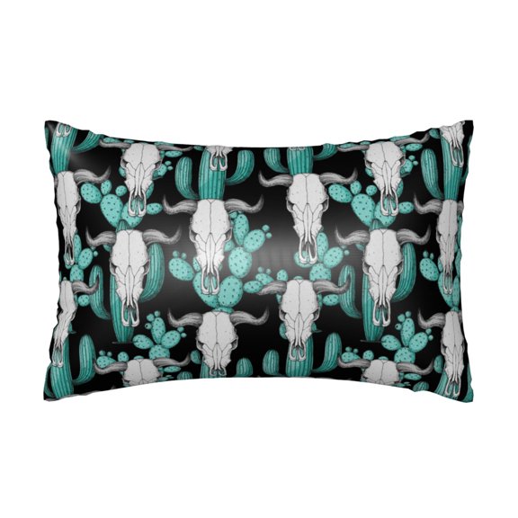 Silk Pillow Case for Hair And Skin Queen - Buffalo Skull cactus western Cooling Sleep Throw Pillow Covers Standard Size 20x30in, comfort Satin Pillowcase with Zipper for Women Men