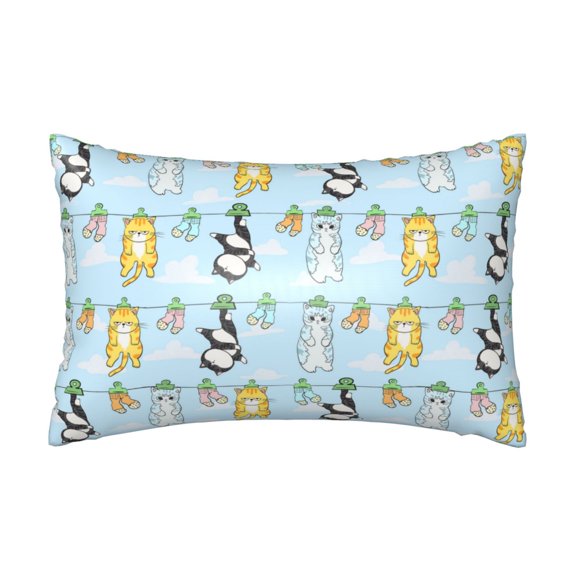 Silk Pillow Case for Hair And Skin Queen - Cartoon Cat Cooling Sleep Throw Pillow Covers Standard Size 20x30in, comfort Satin Pillowcase with Zipper for Women Men