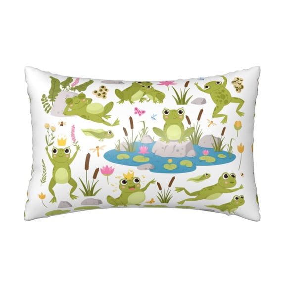 Silk Pillow Case for Hair And Skin Queen - Cartoon Frogs Cooling Sleep Throw Pillow Covers Standard Size 20x30in, comfort Satin Pillowcase with Zipper for Women Men