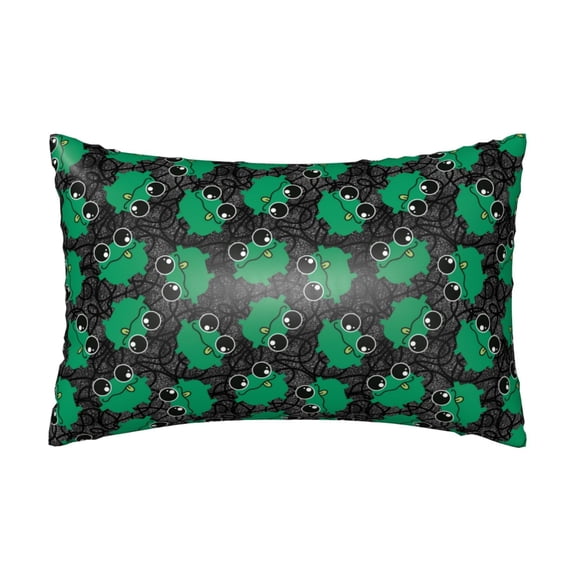 Silk Pillow Case for Hair And Skin Queen - Cartoon kawaii frogs cute black Cooling Sleep Throw Pillow Covers Standard Size 20x30in, comfort Satin Pillowcase with Zipper for Women Men