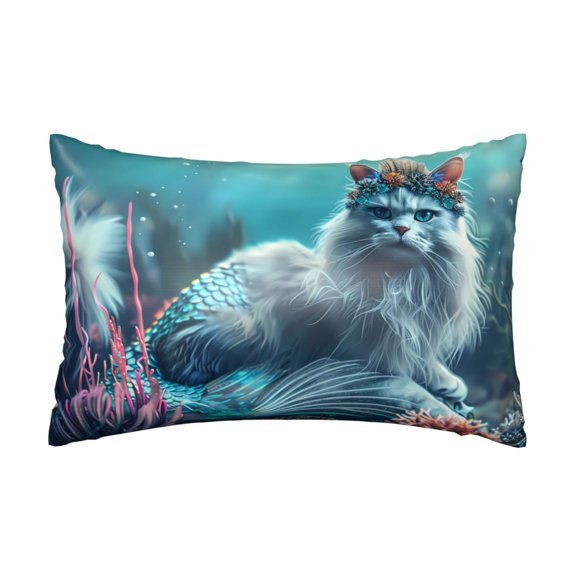 Silk Pillow Case for Hair And Skin Queen - Cat Underwater Fantasy Cooling Sleep Throw Pillow Covers Standard Size 20x30in, comfort Satin Pillowcase with Zipper for Women Men