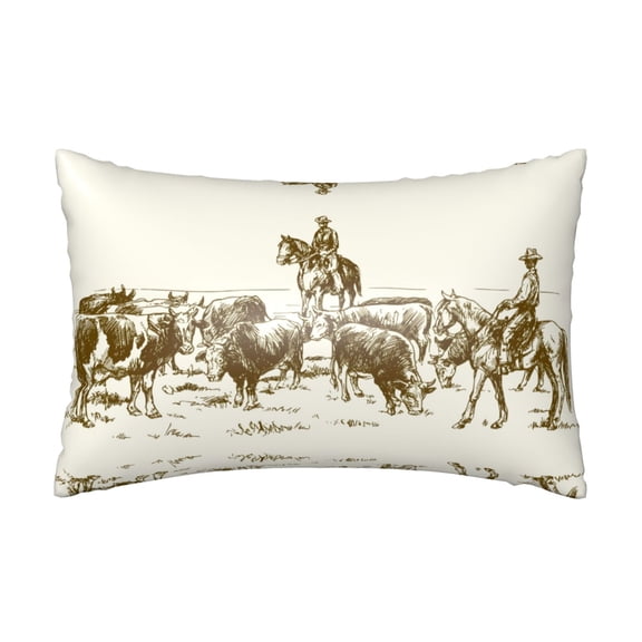 Silk Pillow Case for Hair And Skin Queen - Cattle Drive By Two Cowboys Cooling Sleep Throw Pillow Covers Standard Size 20x30in, comfort Satin Pillowcase with Zipper for Women Men