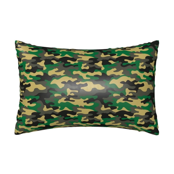 Silk Pillow Case for Hair And Skin Queen - Classic Camo Green Cooling Sleep Throw Pillow Covers Standard Size 20x30in, comfort Satin Pillowcase with Zipper for Women Men