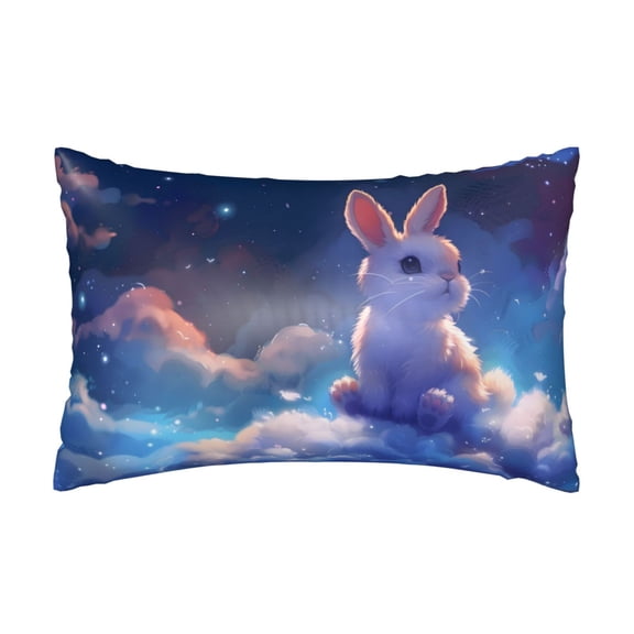 Silk Pillow Case for Hair And Skin Queen - Cloud Cute Rabbit Cooling Sleep Throw Pillow Covers Standard Size 20x30in, comfort Satin Pillowcase with Zipper for Women Men