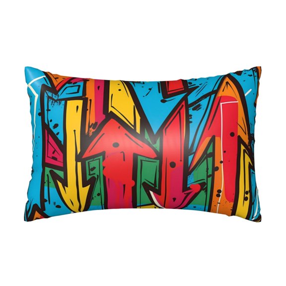 Silk Pillow Case for Hair And Skin Queen - Colorful Arrow Graffiti Pattern Cooling Sleep Throw Pillow Covers Standard Size 20x30in, comfort Satin Pillowcase with Zipper for Women Men