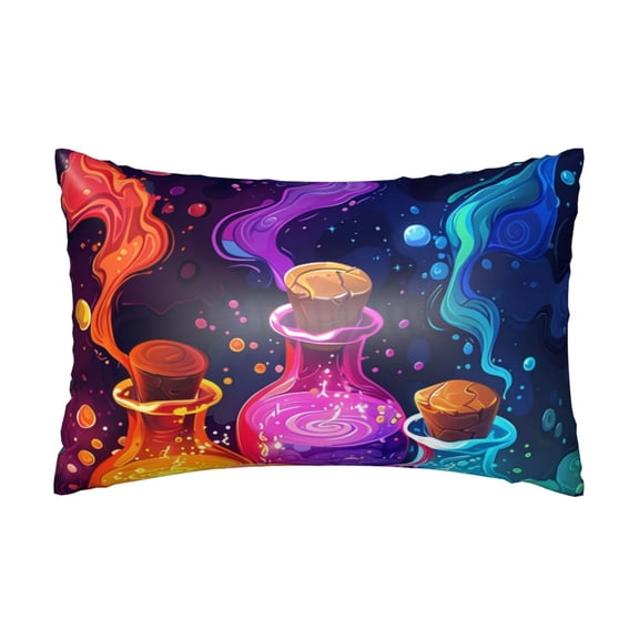 Silk Pillow Case for Hair And Skin Queen - Colorful Potion Bottles Magic Cooling Sleep Throw Pillow Covers Standard Size 20x30in, comfort Satin Pillowcase with Zipper for Women Men