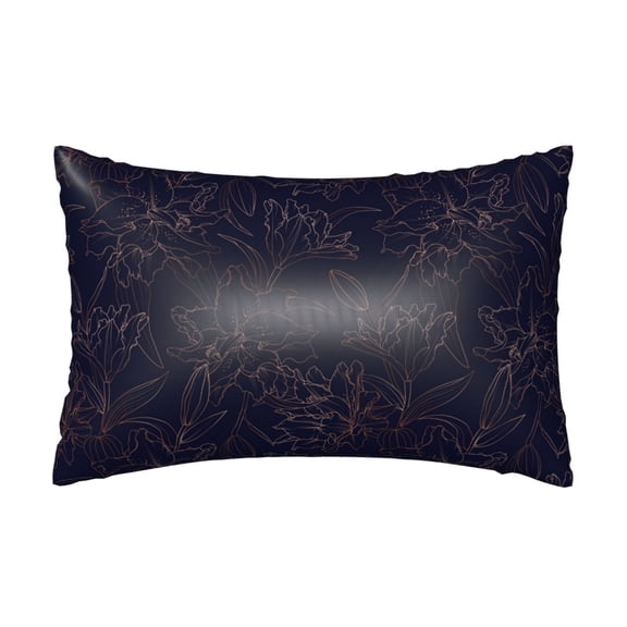 Silk Pillow Case for Hair And Skin Queen - Copper-Gold Gloss Outline Flower1 Cooling Sleep Throw Pillow Covers Standard Size 20x30in, comfort Satin Pillowcase with Zipper for Women Men
