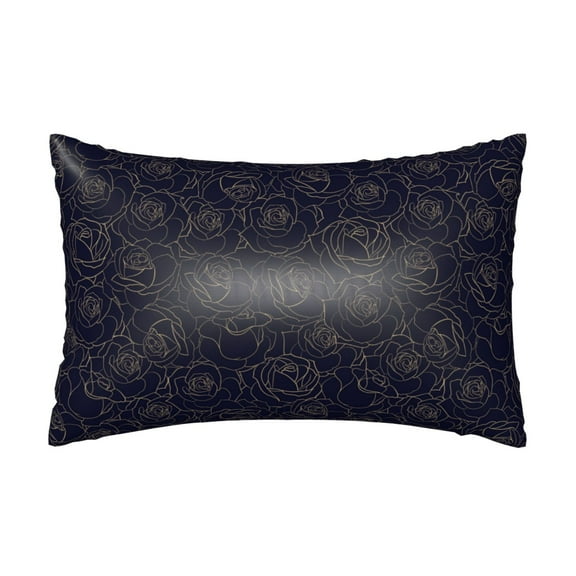 Silk Pillow Case for Hair And Skin Queen - Copper-Gold Gloss Outline Rose1 Cooling Sleep Throw Pillow Covers Standard Size 20x30in, comfort Satin Pillowcase with Zipper for Women Men