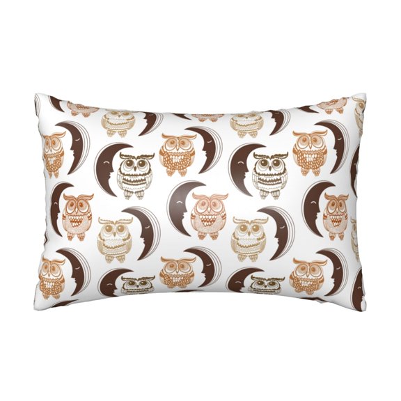 Silk Pillow Case for Hair And Skin Queen - Crescent Moon and Owl Cooling Sleep Throw Pillow Covers Standard Size 20x30in, comfort Satin Pillowcase with Zipper for Women Men