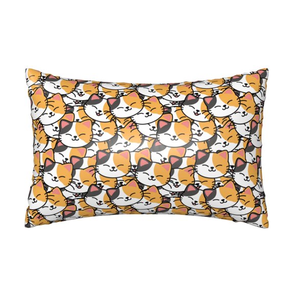 Silk Pillow Case for Hair And Skin Queen - Cute Cartoon Smiling Cat Face Cooling Sleep Throw Pillow Covers Standard Size 20x30in, comfort Satin Pillowcase with Zipper for Women Men