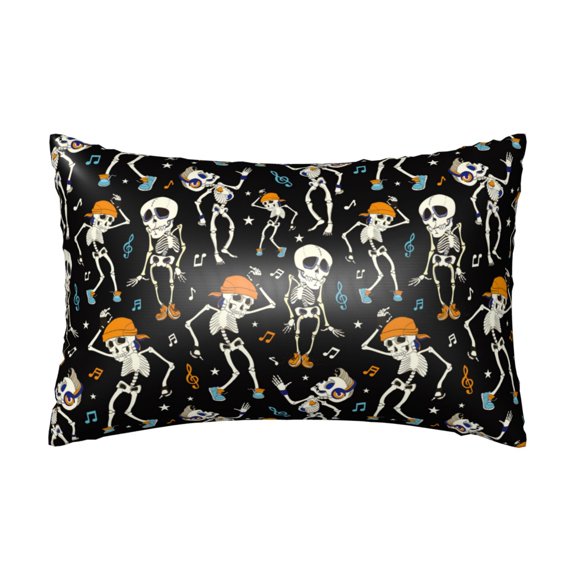 Silk Pillow Case for Hair And Skin Queen - Dancing Skeleton Party Cooling Sleep Throw Pillow Covers Standard Size 20x30in, comfort Satin Pillowcase with Zipper for Women Men
