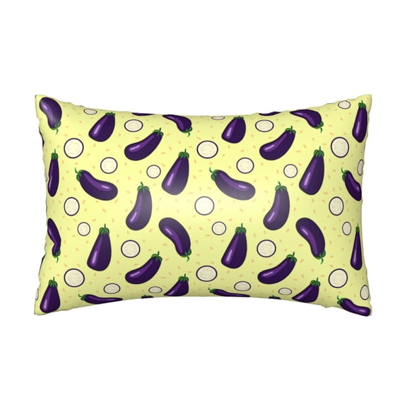 Silk Pillow Case for Hair And Skin Queen - Eggplant slices cartoon Cooling Sleep Throw Pillow Covers Standard Size 20x30in, comfort Satin Pillowcase with Zipper for Women Men