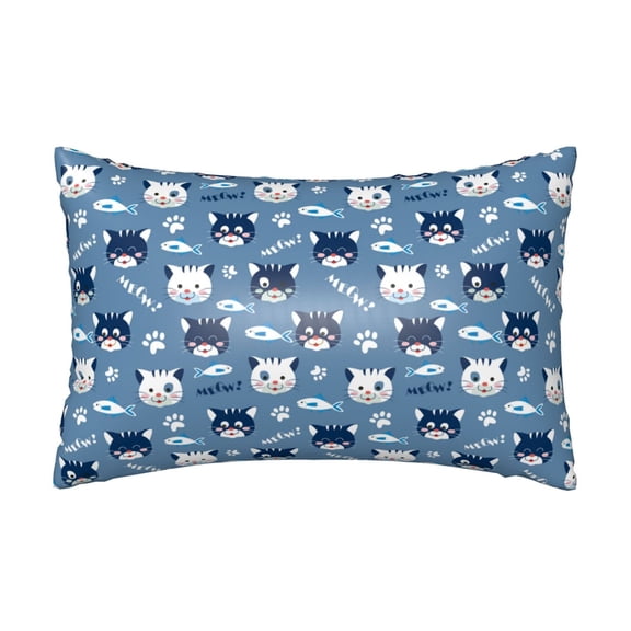 Silk Pillow Case for Hair And Skin Queen - Funny Cute Cat Face Fish Cooling Sleep Throw Pillow Covers Standard Size 20x30in, comfort Satin Pillowcase with Zipper for Women Men